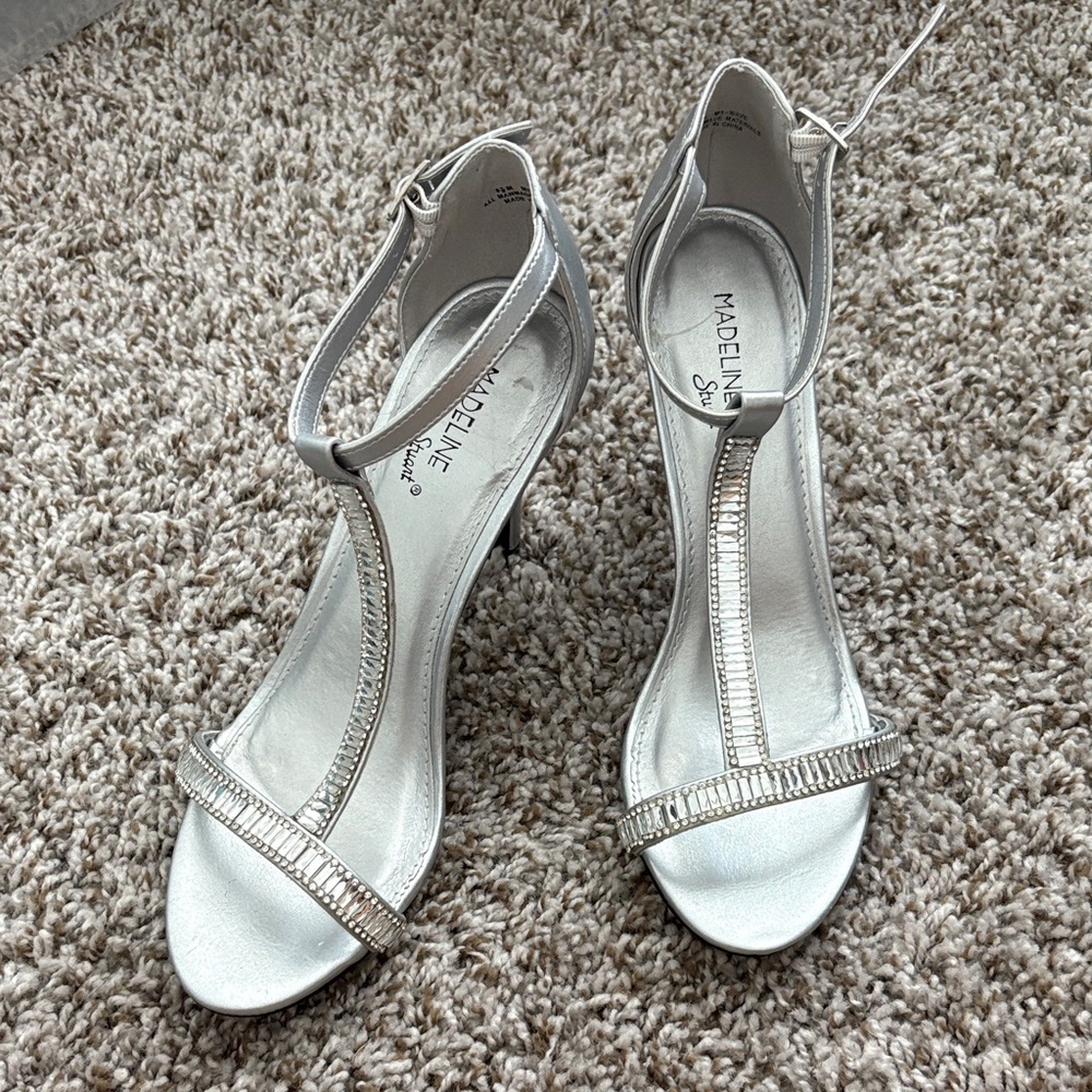 Madeline Silver Strappy Heels